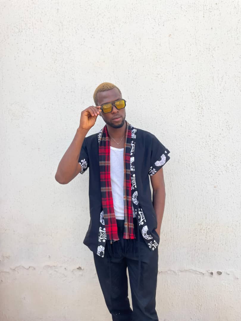 Black Adire Shirt with Traditional White Patterns