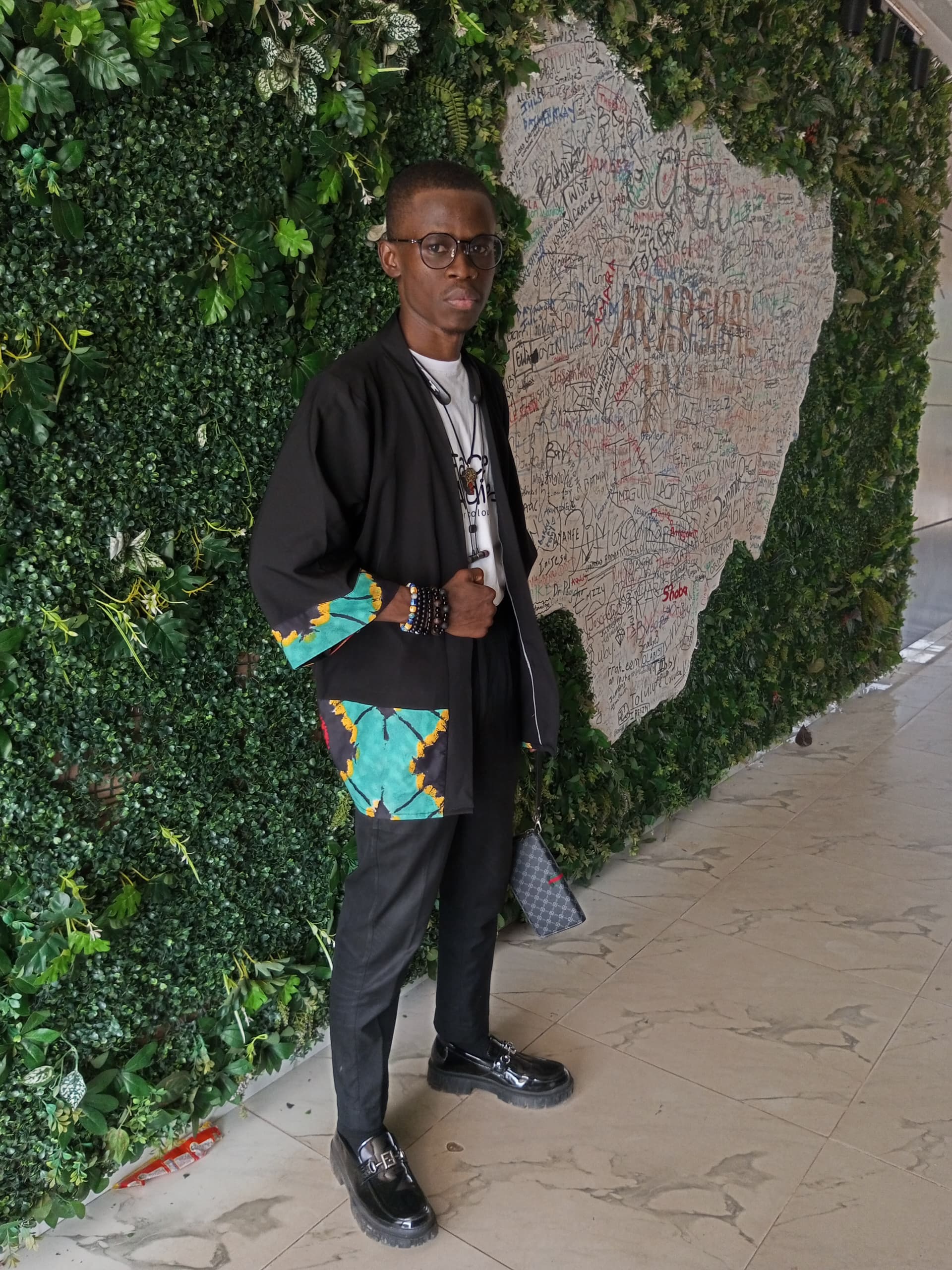 Complete Adire Formal Set - Black Blazer and Pants with Turquoise Patterns